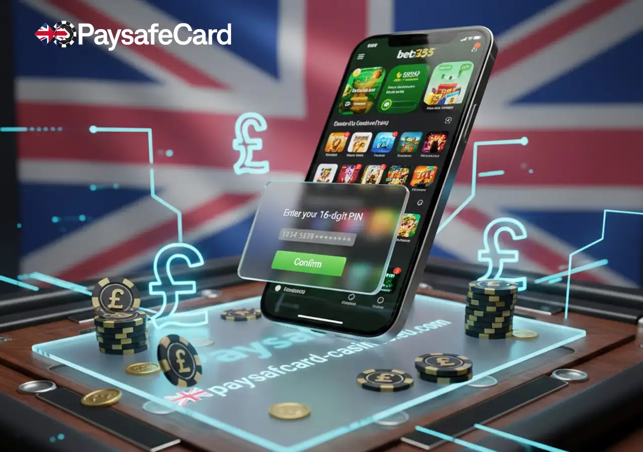 Top-rated UK Paysafecard casinos including Bet365 for reliable deposits and fast gameplay.